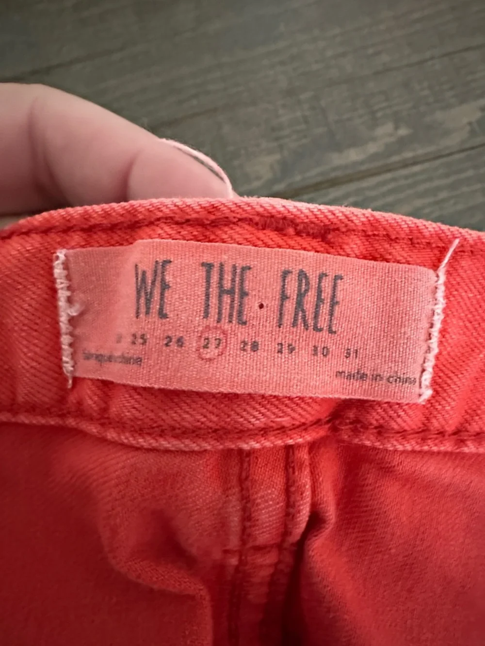 We The Free Straight Button-Fly Jeans in Red-Orange - Picture 7 of 7